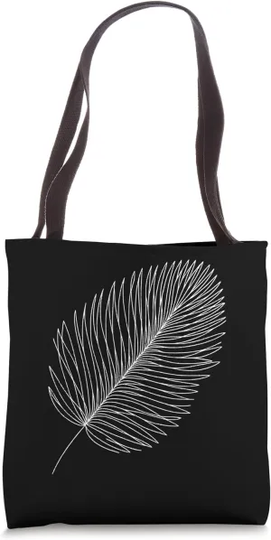 One Line Art Drawing Sago Palm Leaf Tote Bag