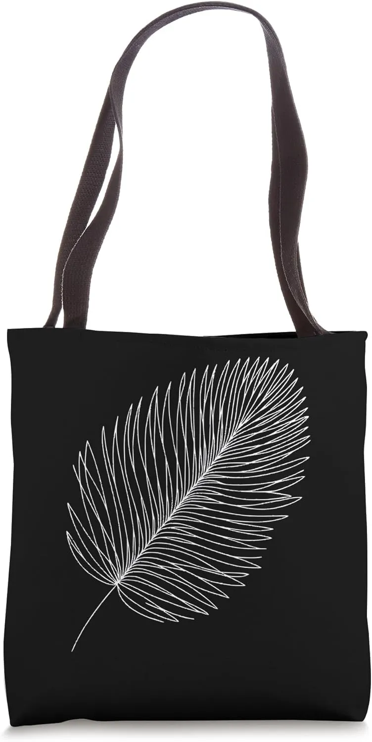 One Line Art Drawing Sago Palm Leaf Tote Bag