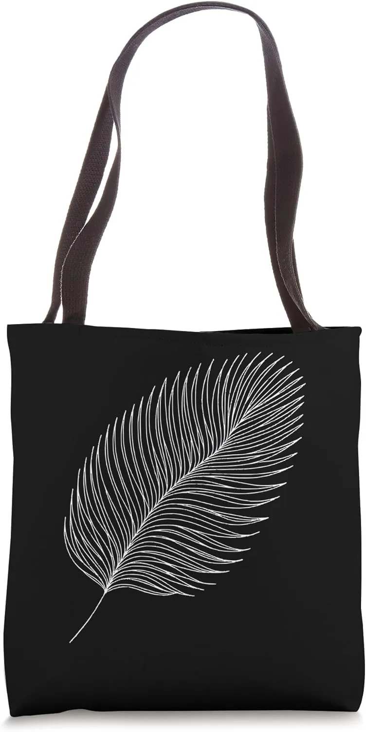 One Line Art Drawing Sago Palm Leaf Tote Bag
