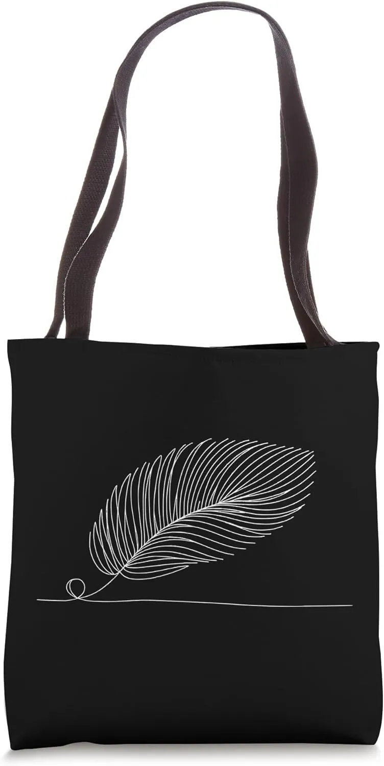 One Line Art Drawing Sago Palm Leaf Tote Bag