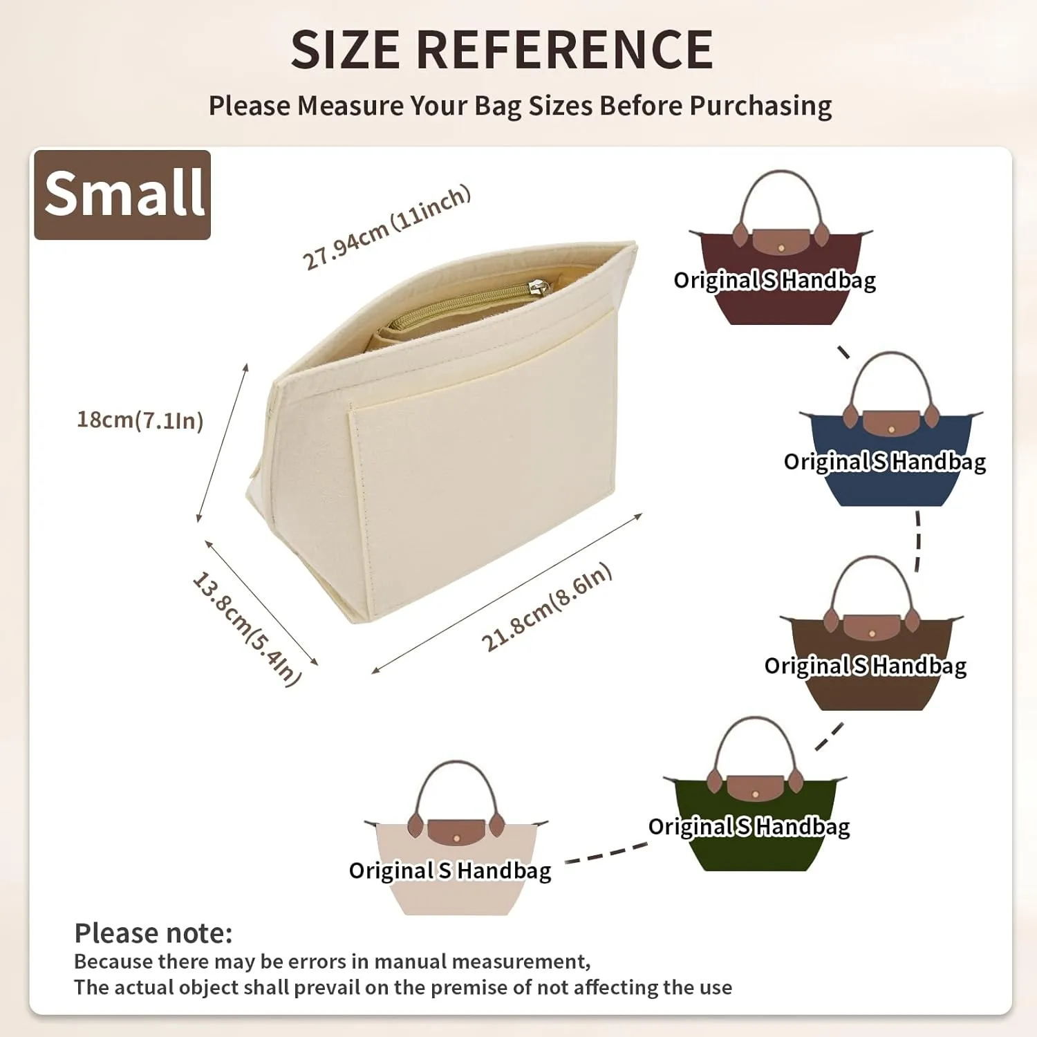 Organizer compatible with Longchamp Tote Bag,Storage & Finishing Inner Bag,Insert for Extra Handbag Inner Shaper