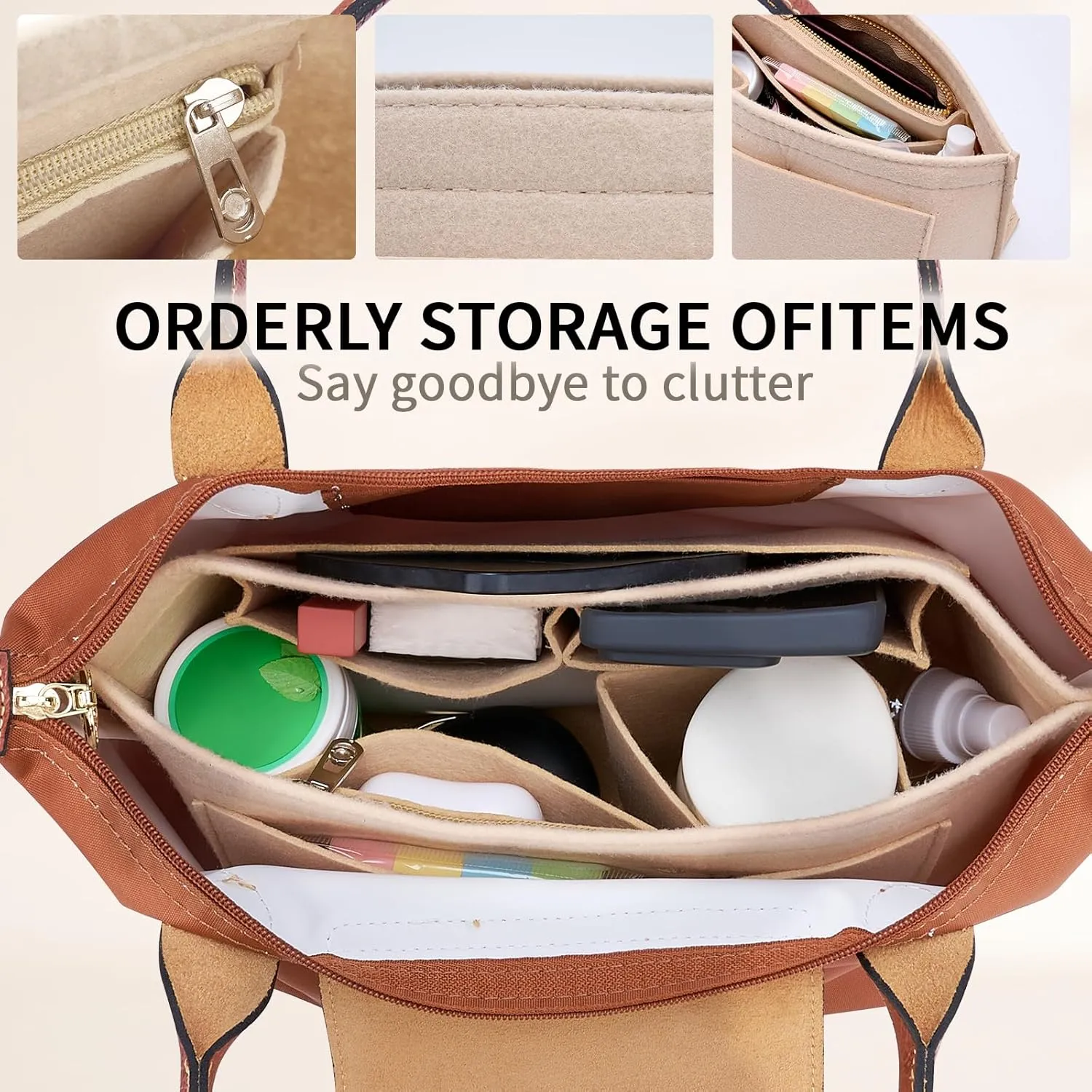 Organizer compatible with Longchamp Tote Bag,Storage & Finishing Inner Bag,Insert for Extra Handbag Inner Shaper