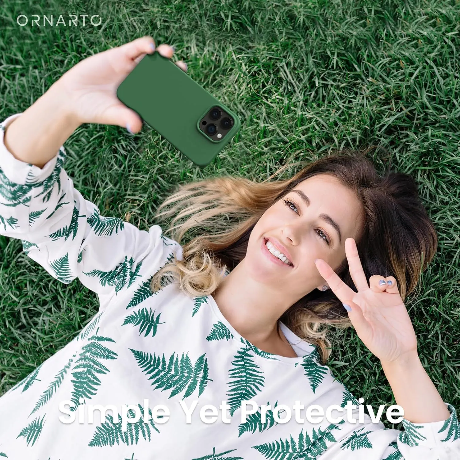 ORNARTO Compatible with iPhone 14 Pro Case 6.1, Slim Liquid Silicone 3 Layers Full Covered Soft Gel Rubber Phone Case Protective Cover with Microfiber Lining 6.1 inch-Clover Green
