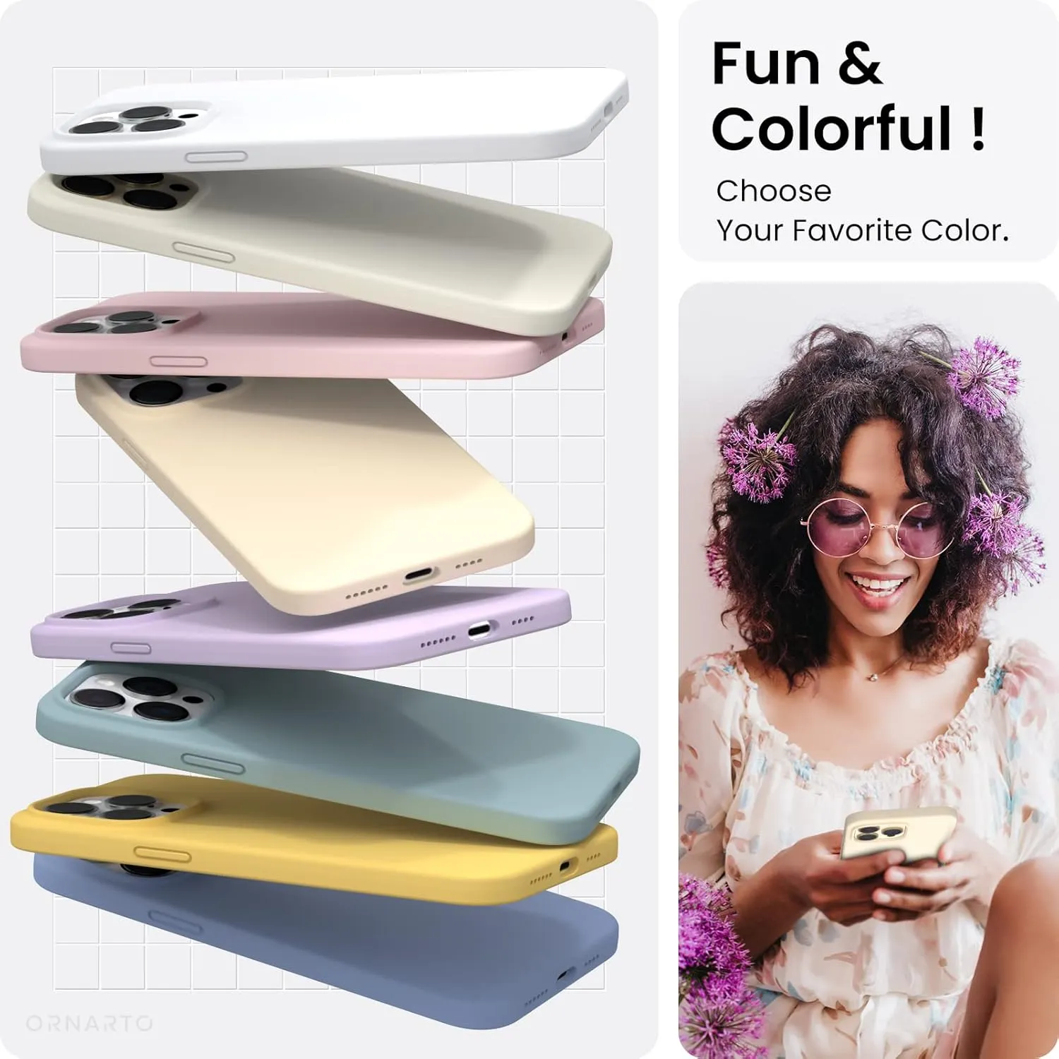 ORNARTO Compatible with iPhone 14 Pro Max Case 6.7, Slim Liquid Silicone 3 Layers Full Covered Soft Gel Rubber Phone Case Protective Cover with Microfiber Lining 6.7 inch-Baby Yellow