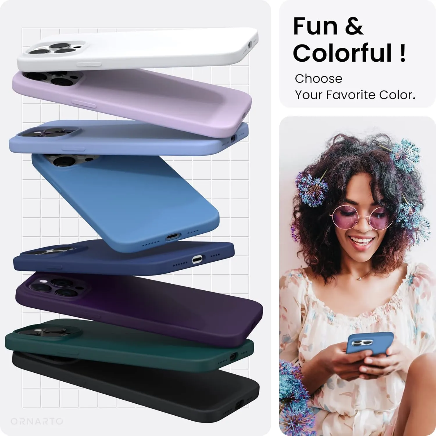 ORNARTO Compatible with iPhone 14 Pro Max Case 6.7, Slim Liquid Silicone 3 Layers Full Covered Soft Gel Rubber Phone Case Protective Cover with Microfiber Lining 6.7 inch-Blue