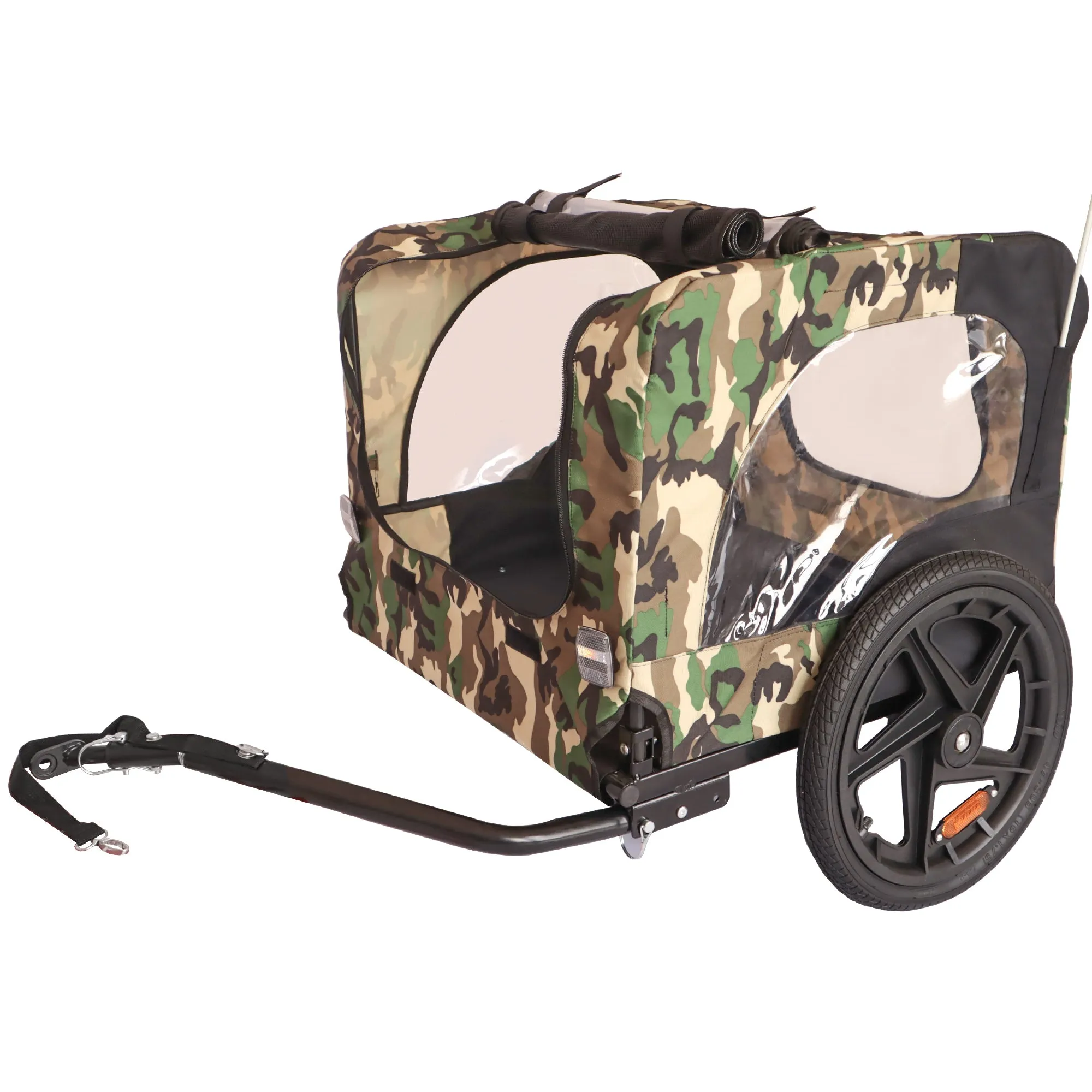 Outdoor Heavy Duty Foldable Utility Pet Stroller Dog Carriers Bicycle Trailer - Army Green