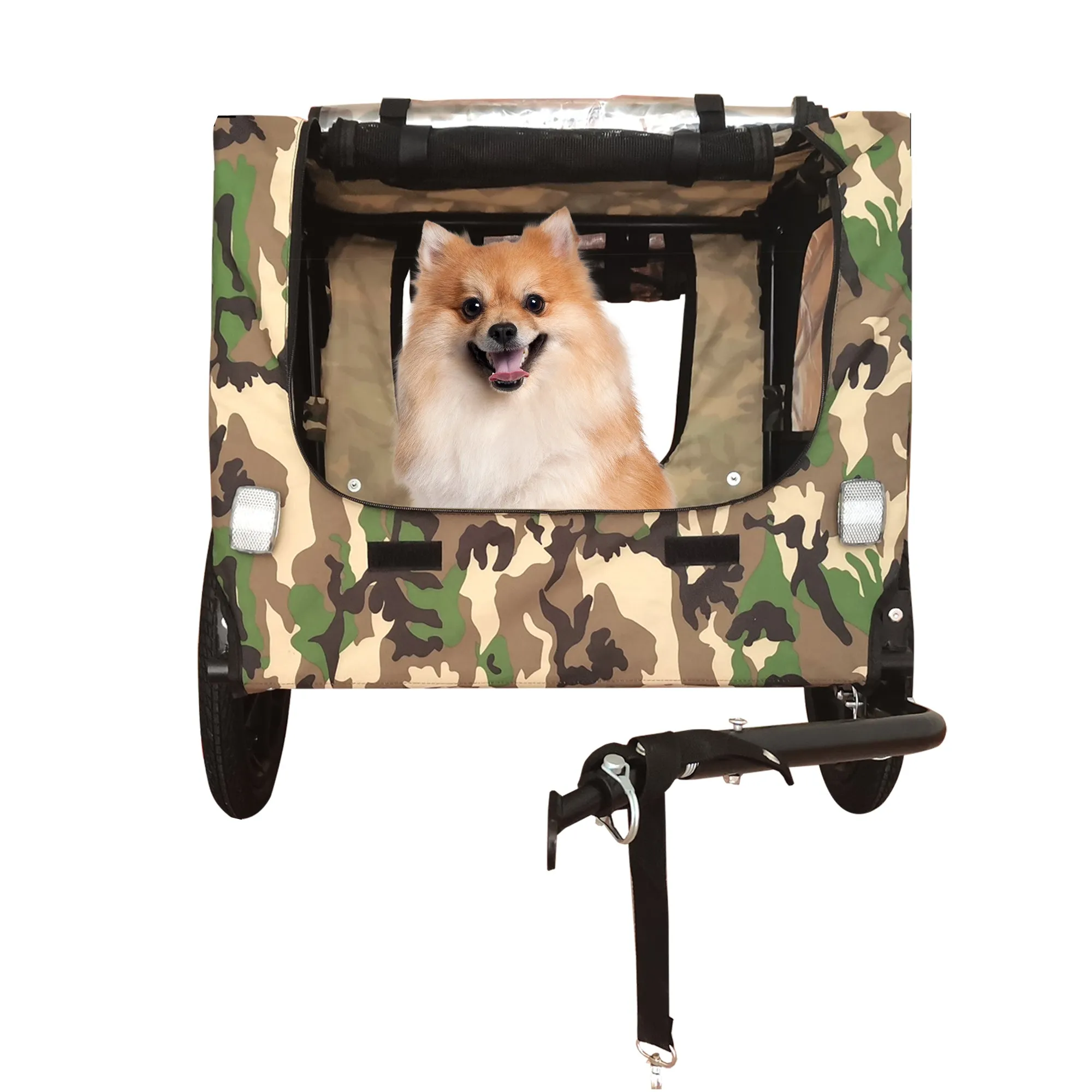 Outdoor Heavy Duty Foldable Utility Pet Stroller Dog Carriers Bicycle Trailer - Army Green