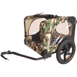 Outdoor Heavy Duty Foldable Utility Pet Stroller Dog Carriers Bicycle Trailer - Army Green