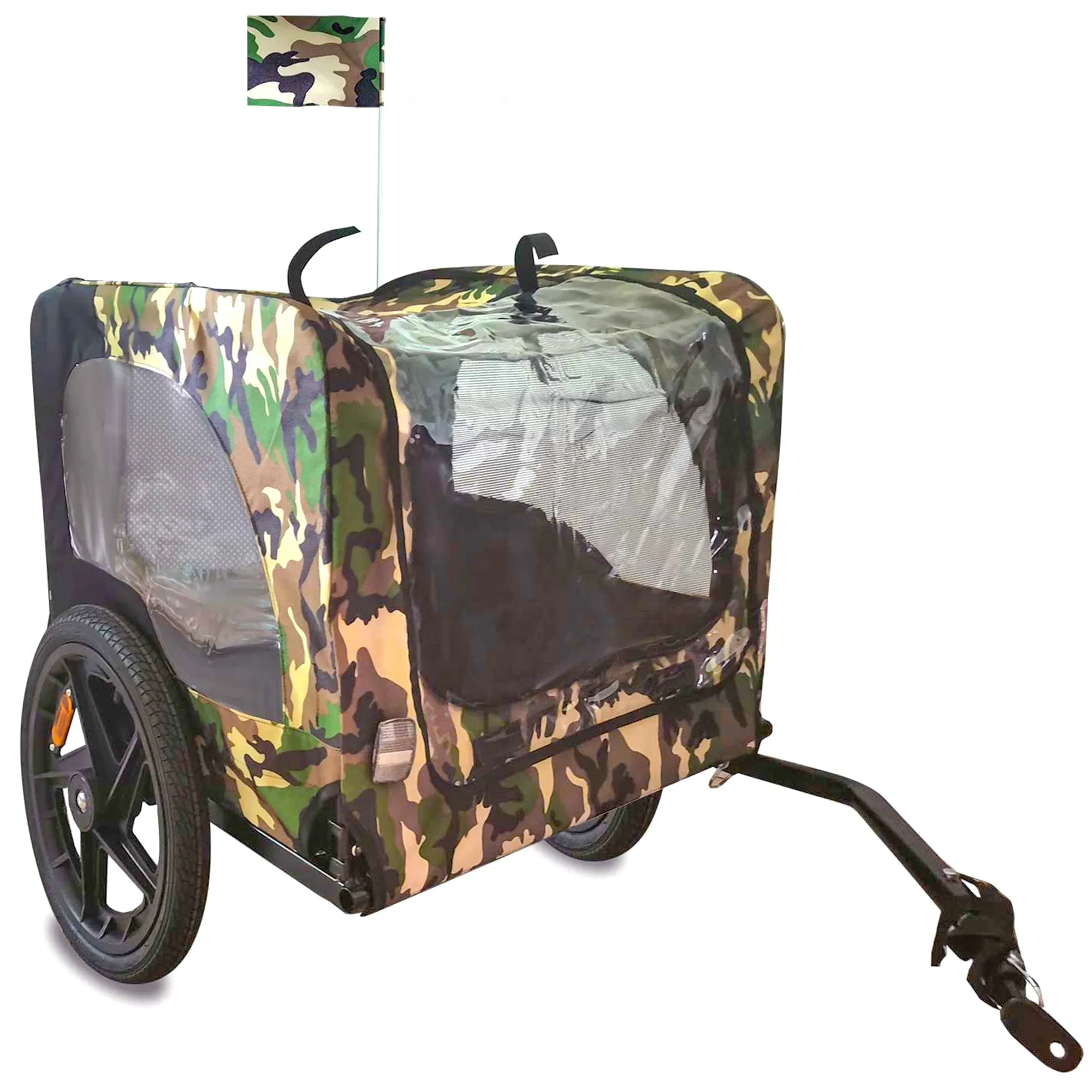 Outdoor Heavy Duty Foldable Utility Pet Stroller Dog Carriers Bicycle Trailer - Army Green