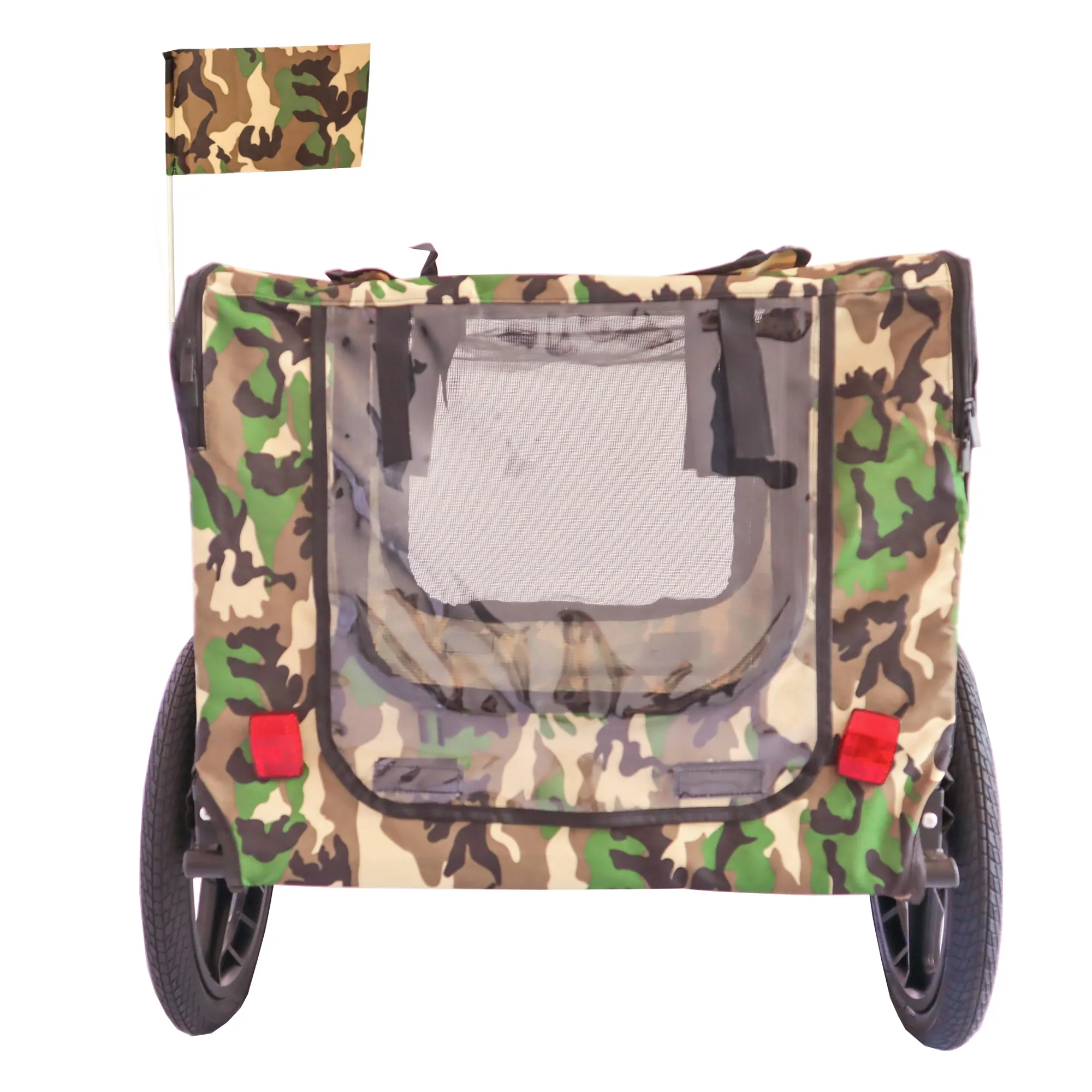 Outdoor Heavy Duty Foldable Utility Pet Stroller Dog Carriers Bicycle Trailer - Army Green
