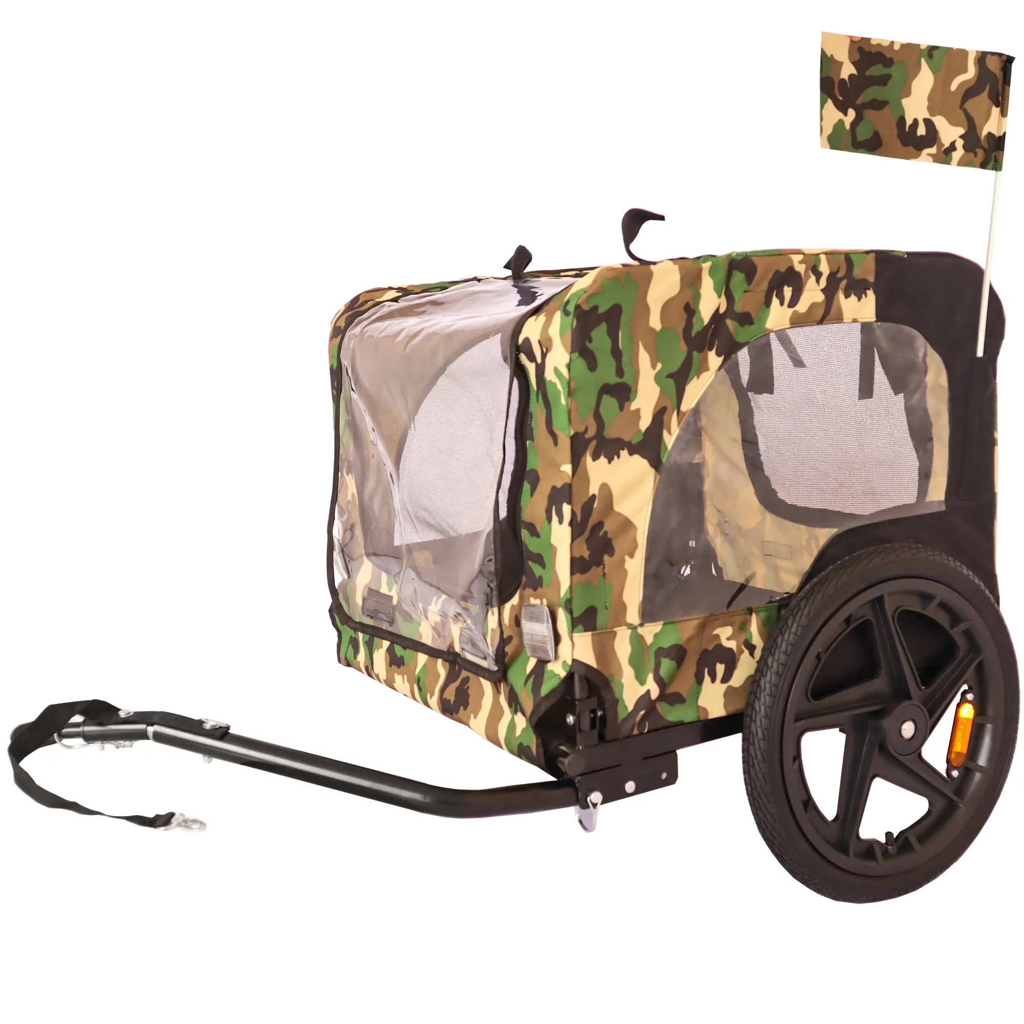 Outdoor Heavy Duty Foldable Utility Pet Stroller Dog Carriers Bicycle Trailer - Army Green