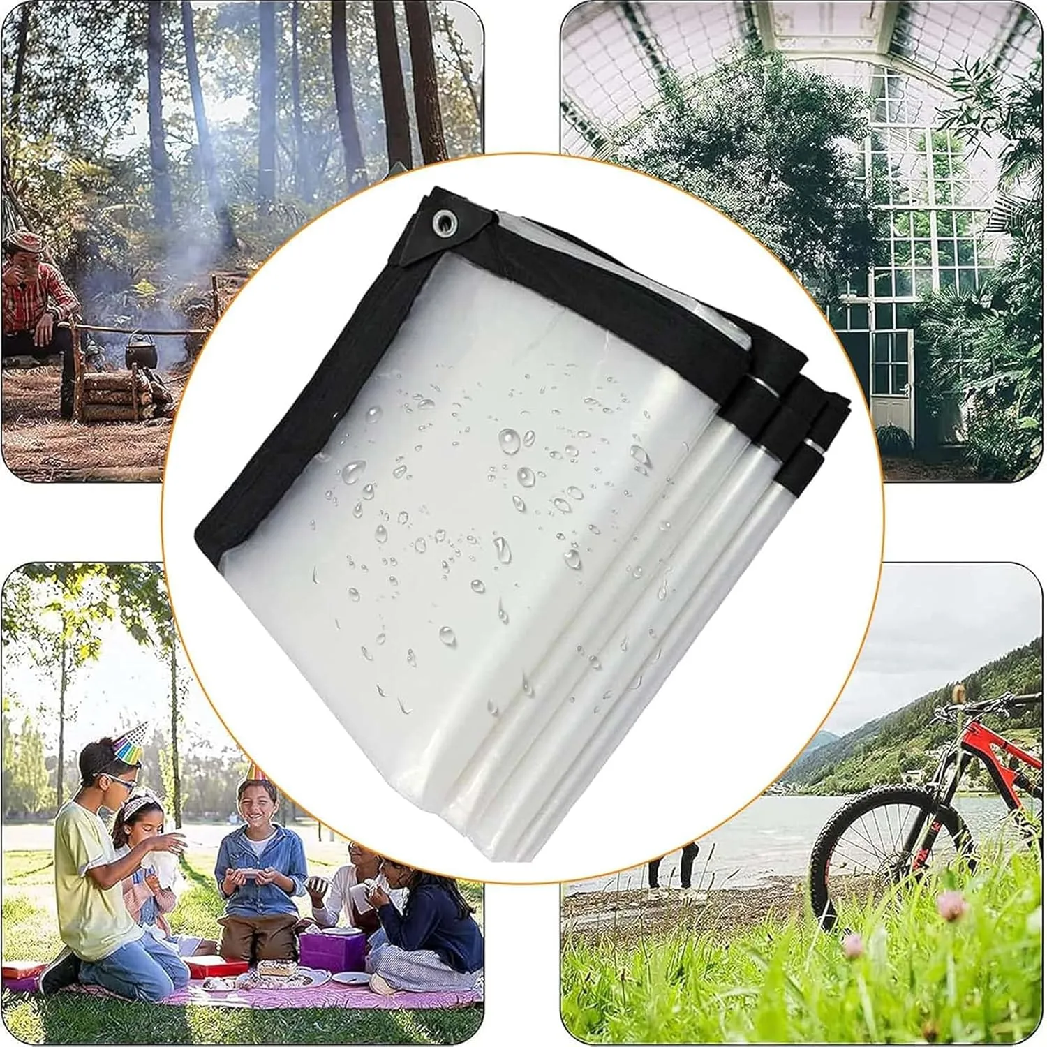 Outdoor Transparent Tarp, Reinforced Corners Dustproof Windproof, Multi-Purpose Tarpaulins(6.5x10.5m/21.3x34.4ft)