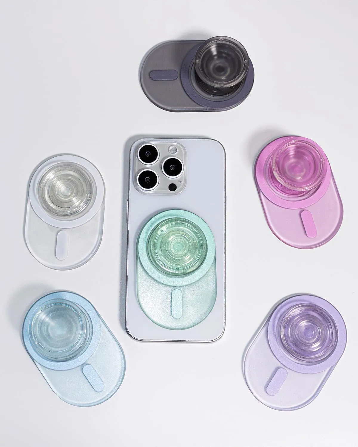 Oval Magnetic Phone Grip – MagSafe Compatible, Translucent Design, Slim and Lightweight, Grip and Stand for iPhone (Transparent)