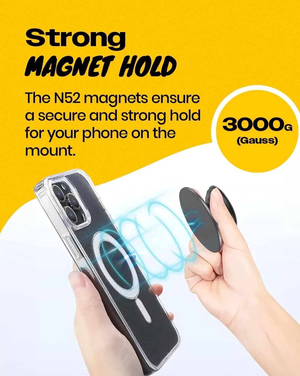 Oval Magnetic Phone Grip – MagSafe Compatible, Translucent Design, Slim and Lightweight, Grip and Stand for iPhone (Transparent)