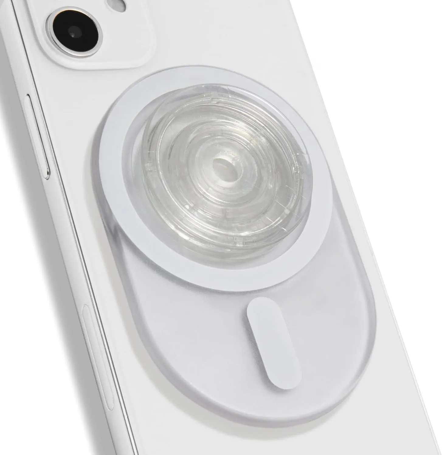 Oval Magnetic Phone Grip – MagSafe Compatible, Translucent Design, Slim and Lightweight, Grip and Stand for iPhone (Transparent)