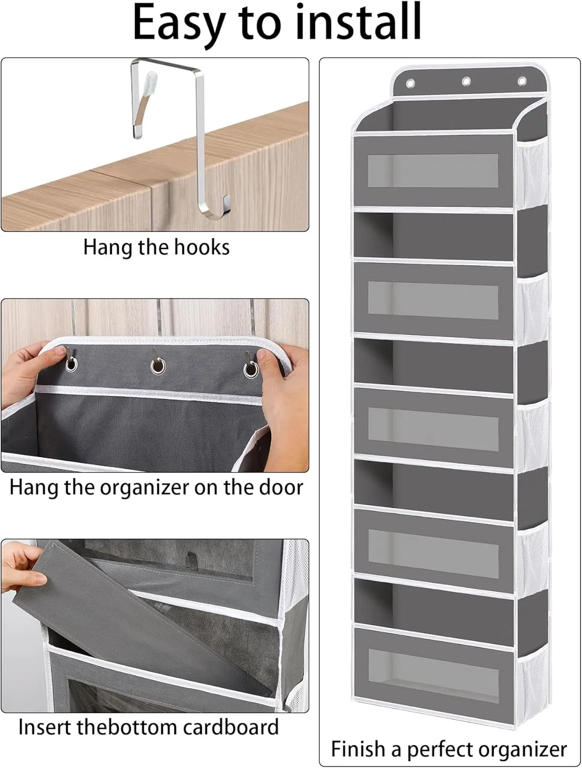Over The Door Organizer, 5 Shelves Closet Door Hanging Organizer with 10 Mesh Pockets, Stuffed Animal Storage for Nursery, Baby Essentials, Dorm Room Essentials for Girls