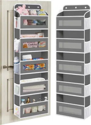 Over The Door Organizer, 5 Shelves Closet Door Hanging Organizer with 10 Mesh Pockets, Stuffed Animal Storage for Nursery, Baby Essentials, Dorm Room Essentials for Girls