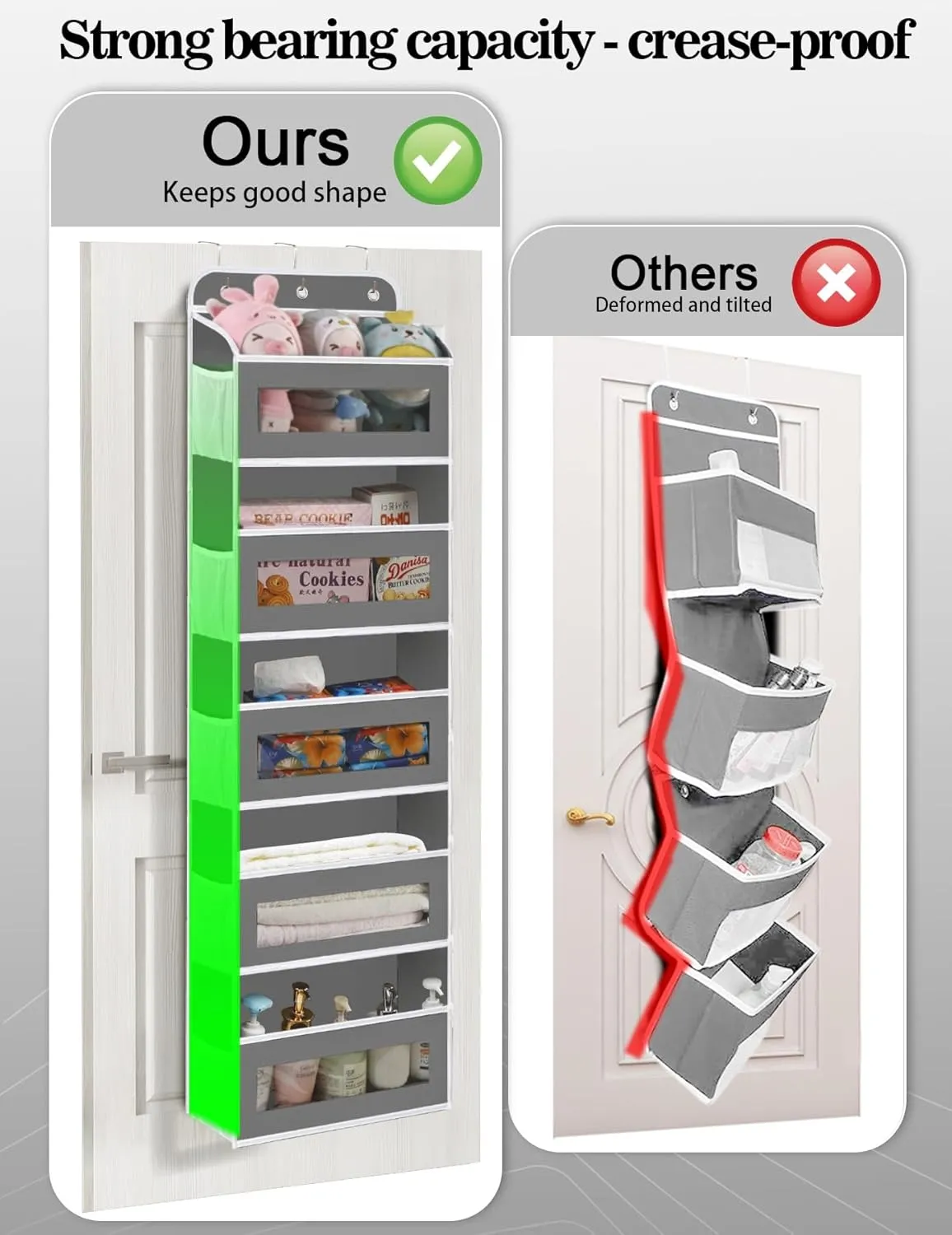 Over The Door Organizer, 5 Shelves Closet Door Hanging Organizer with 10 Mesh Pockets, Stuffed Animal Storage for Nursery, Baby Essentials, Dorm Room Essentials for Girls