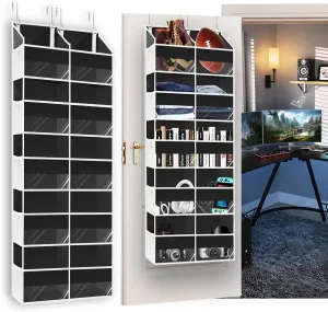 Over the Door Organizer 5 Tiers,Extra Large Behind Door Storage of 10 Compartments,50 lbs Weight Capacity Over the Door Storage, Door Hanging Organizer for Closet, Diaper Organizer, Toy Storage, Black