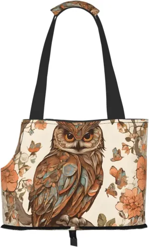 Owl Beliefs Printed Foldable Pet Bag - Portable Puppy Cat Travel Handbag Tote,Pet Carrier Backpacks., Black