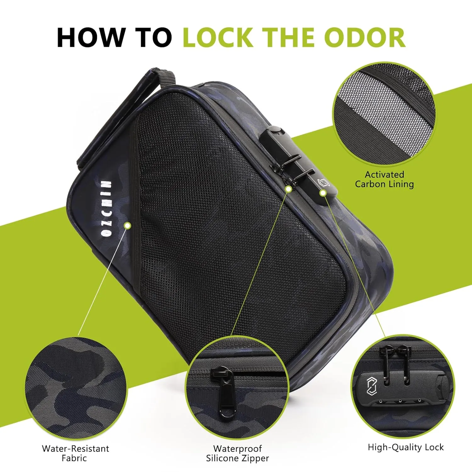 OZCHIN Smell Proof Case with Combination Lock - 9.5" x 6" x 3.5" File Organizer Container, Medicine Bag for Travel and Storage