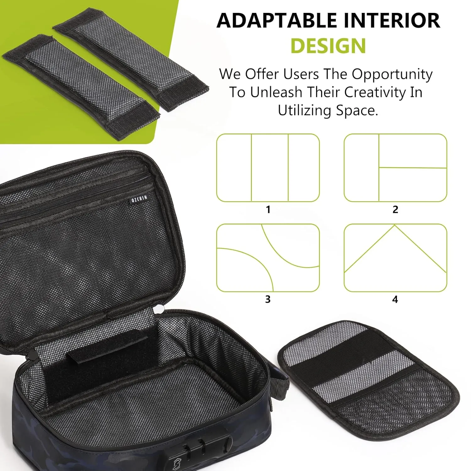 OZCHIN Smell Proof Case with Combination Lock - 9.5" x 6" x 3.5" File Organizer Container, Medicine Bag for Travel and Storage