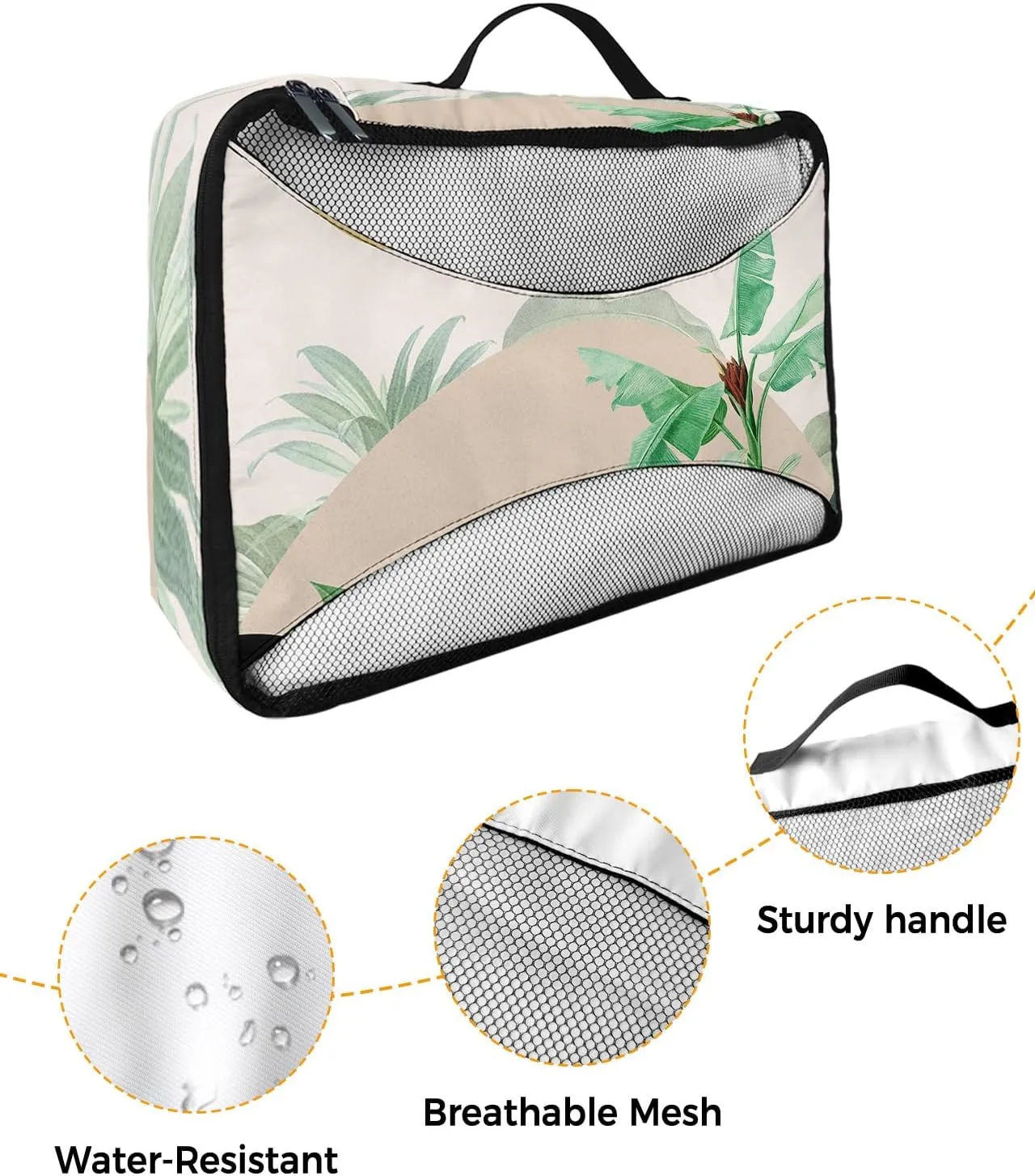 Packing Cubes for Travel, 4 Set Travel Packing Organized Cubes Boho Abstract Sun Mountain Plant Bohemian Waterproof Luggage Organizer Shoe Bag Travel Accessories for Carry On Suitcases