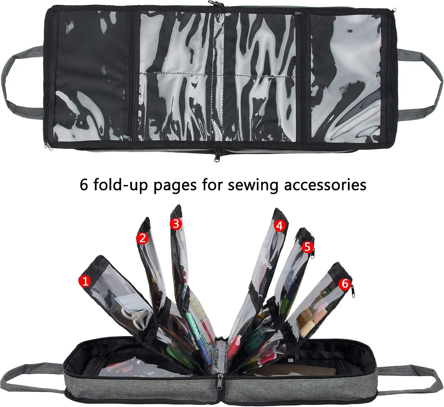 PACMAXI Sewing Accessories Storage Bag, Knitting, Craft Tools and Accessories Organizer, Roomy Carrying Bag for Sewing Tools and Accessories(Grey)