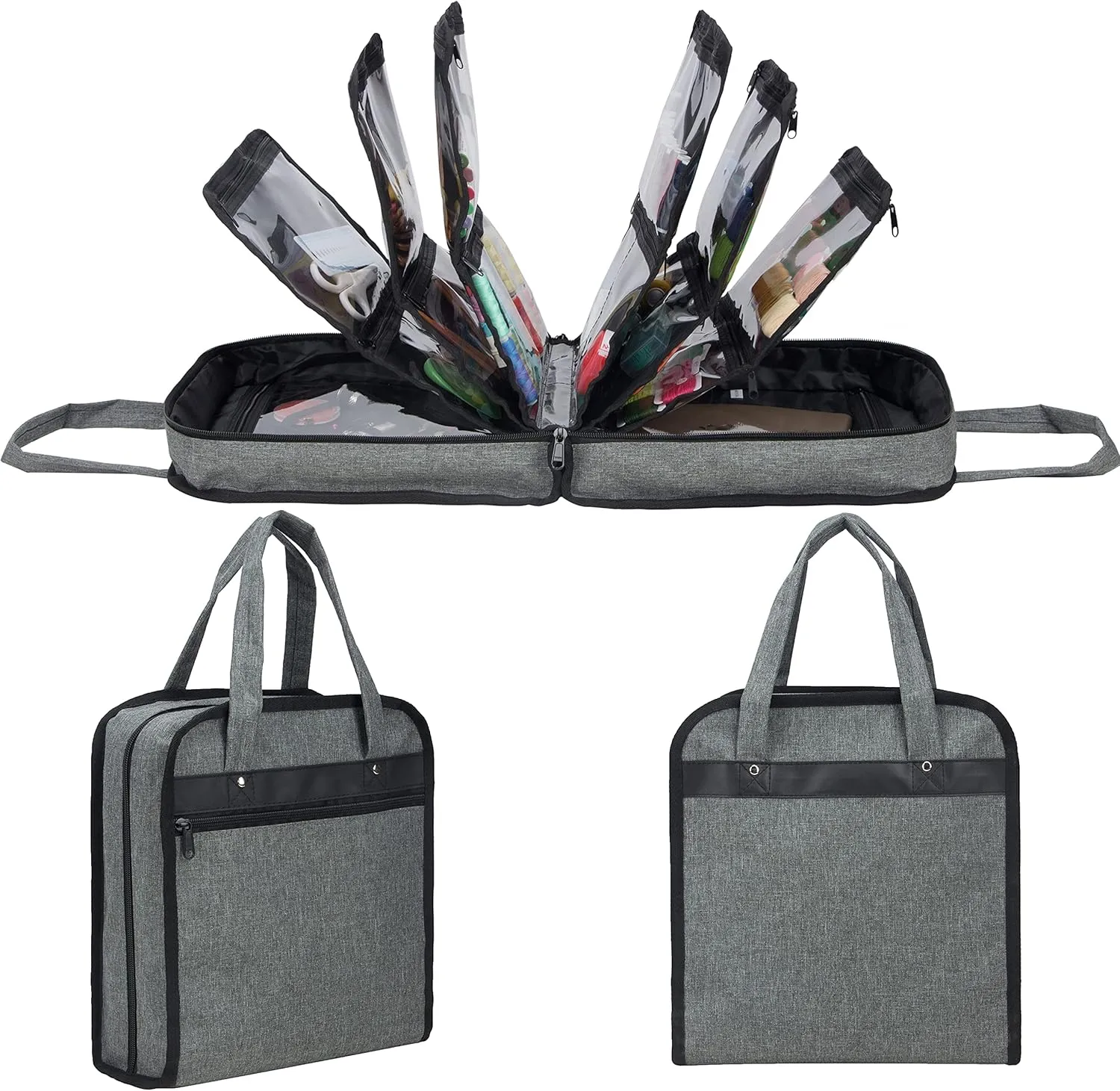 PACMAXI Sewing Accessories Storage Bag, Knitting, Craft Tools and Accessories Organizer, Roomy Carrying Bag for Sewing Tools and Accessories(Grey)