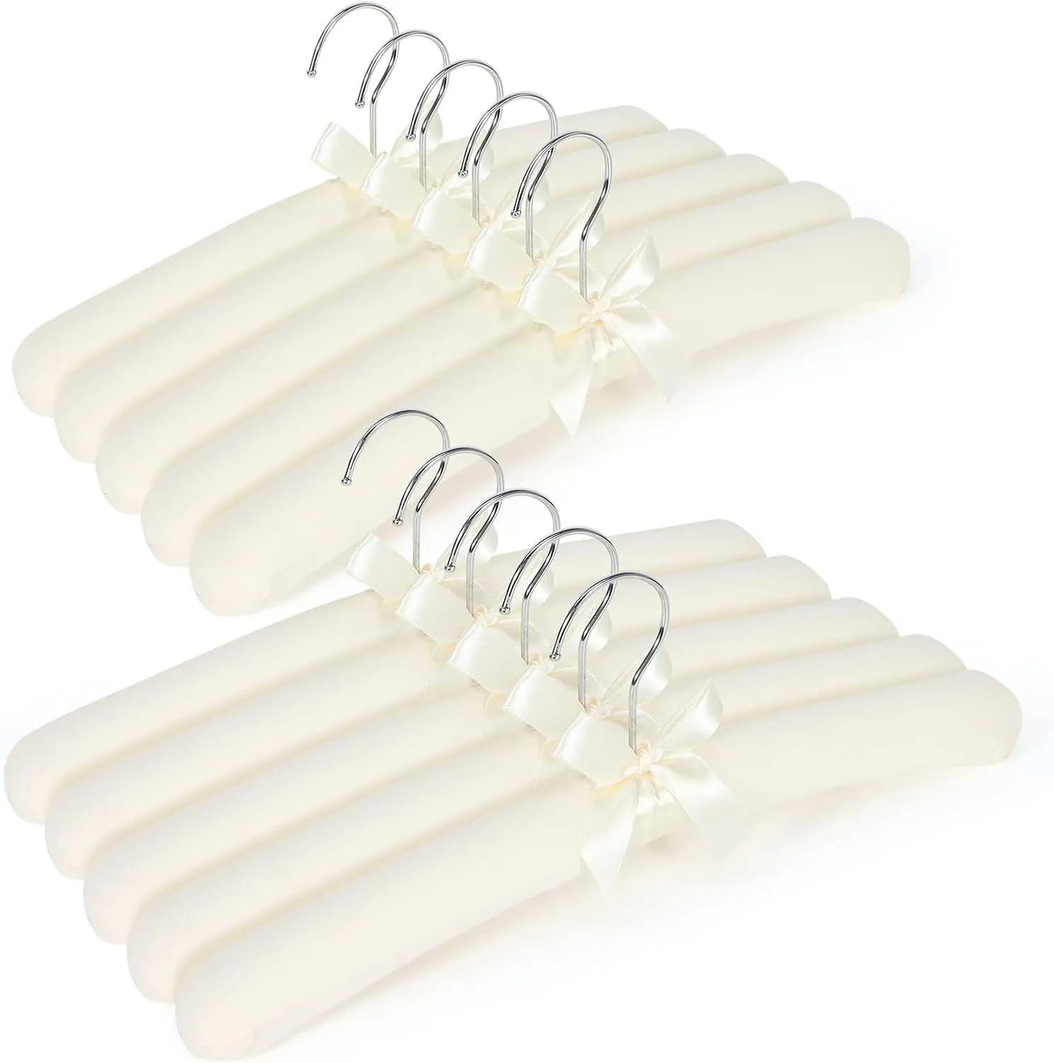 Padded Clothing Hangers - Premium Fabric Hangers for Coat, Sweater, Wedding Dress, Bride, Closet - Upgraded Heavy Duty Sweater Clothes Hangers - Pack of 10