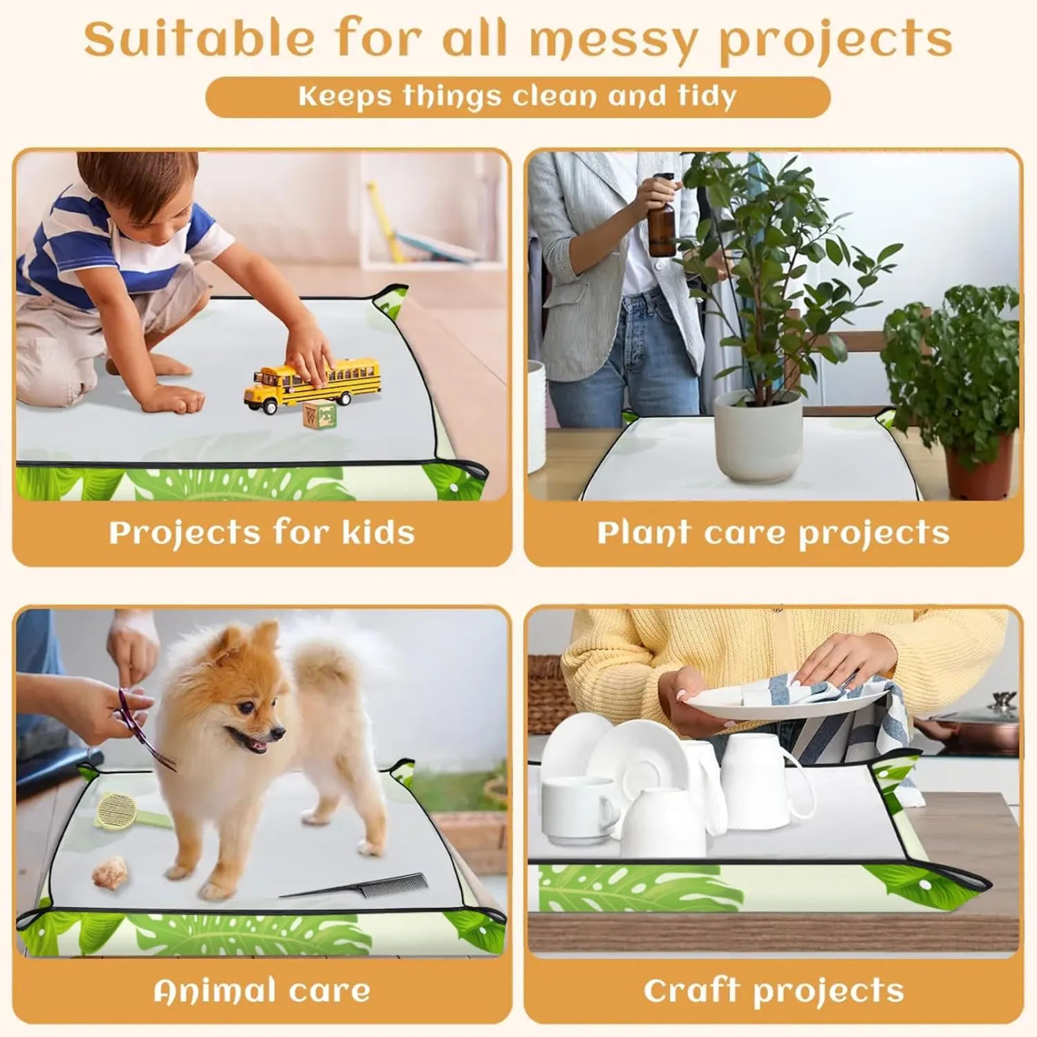 Palm Leaves Foldable Garden Hand Transplanting Succulent Tools,Waterproof Thickened Repotting Mat Plant Tag, Miniature Planting Indoor Fairy Care,Potting,Cactus,Houseplant Bonsai Tool Kit Gift