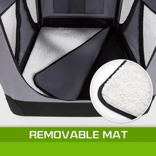 Paw Mate - Portable Soft Dog Cage Crate Carrier - Grey - L