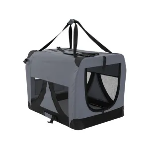 Paw Mate - Portable Soft Dog Cage Crate Carrier - Grey - L