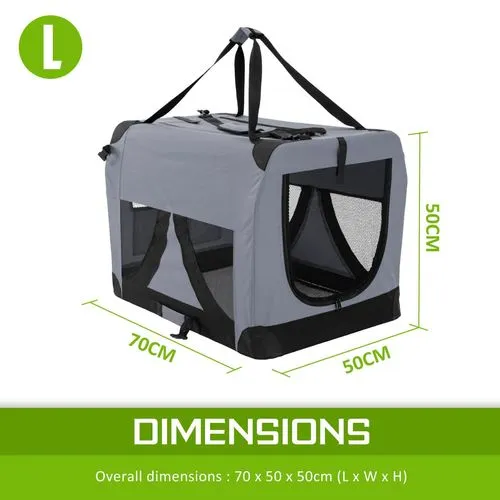 Paw Mate - Portable Soft Dog Cage Crate Carrier - Grey - L
