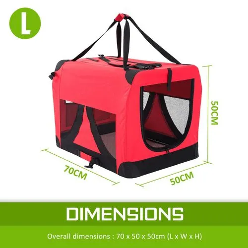 Paw Mate - Portable Soft Dog Cage Crate Carrier - Red - Large