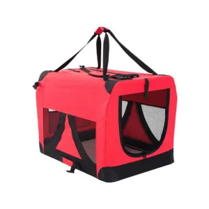 Paw Mate - Portable Soft Dog Cage Crate Carrier - Red - Large
