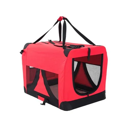 Paw Mate - Portable Soft Dog Cage Crate Carrier - Red - Large