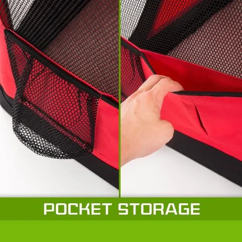 Paw Mate - Portable Soft Dog Cage Crate Carrier - Red - Large