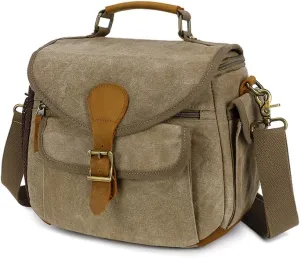 peacechaos Camera Case Crossbody Shoulder Messenger Bag, Vintage DSLR/SLR/Mirrorless Photography Camera Bag with Canon/Nikon/Son