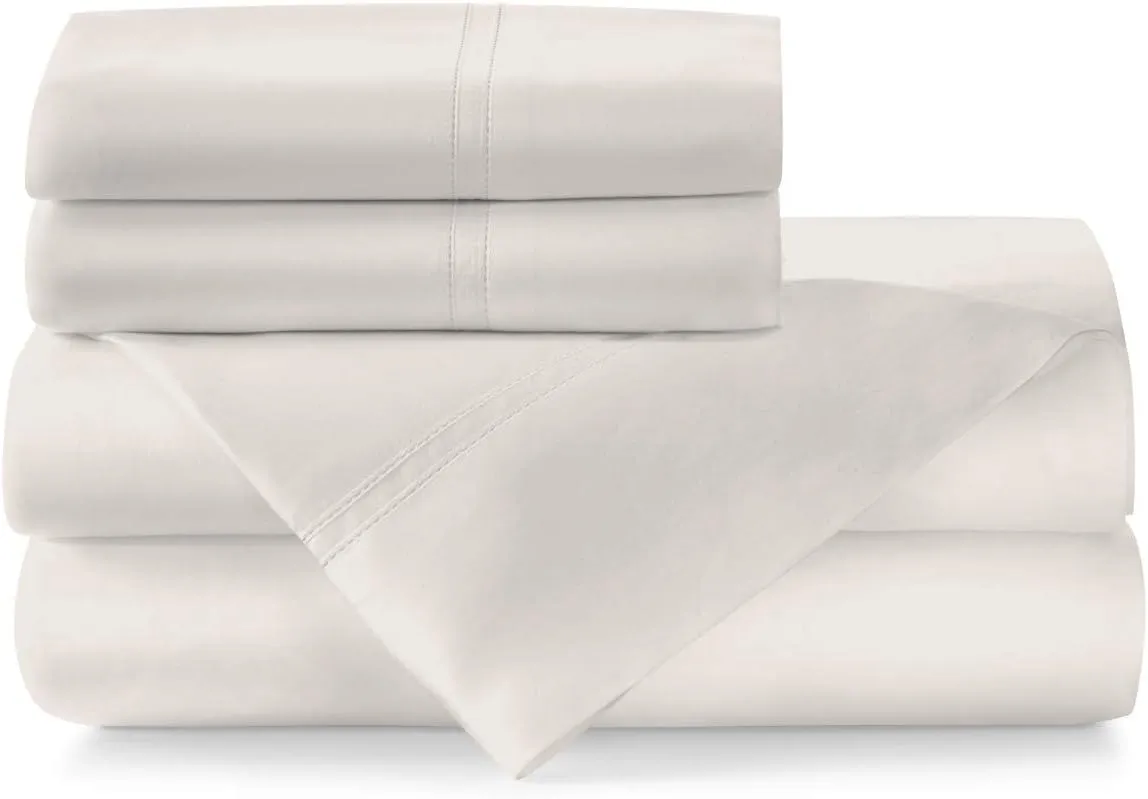 Peacock Alley Lyric Percale Sheet Sets - 500 Thread Count, Made in Italy, Luxury and Comfort - Queen (Platinum)