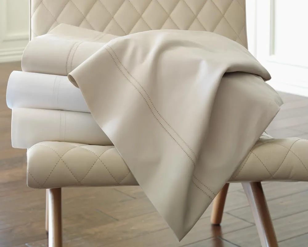 Peacock Alley Lyric Percale Sheet Sets - 500 Thread Count, Made in Italy, Luxury and Comfort - Queen (Platinum)
