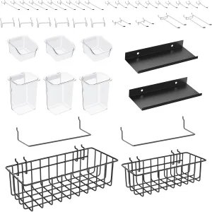 Peg Board Accessories Kit,Pegboard Hooks Assortment with Bins,Cups,Wire Baskets,Paper Towel Holder Can be Used for Pegboard Garage Workbench Craft Room Organizing Tools (Transparent Cup Box)