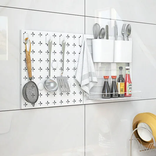 Pegboard Combination Kit Combination Wall Organizer with Magnets and Hooks - Col