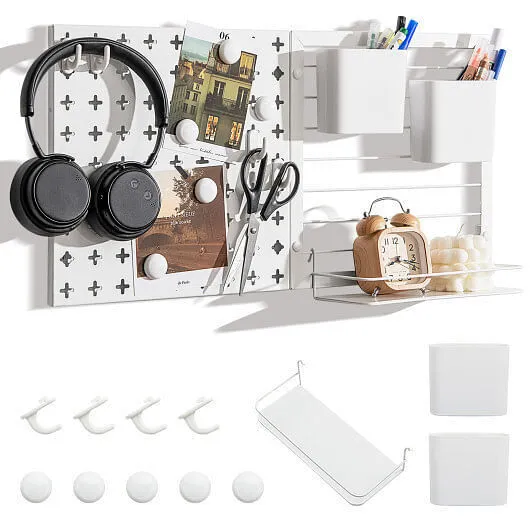 Pegboard Combination Kit Combination Wall Organizer with Magnets and Hooks - Col