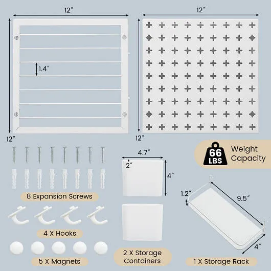 Pegboard Combination Kit Combination Wall Organizer with Magnets and Hooks - Col