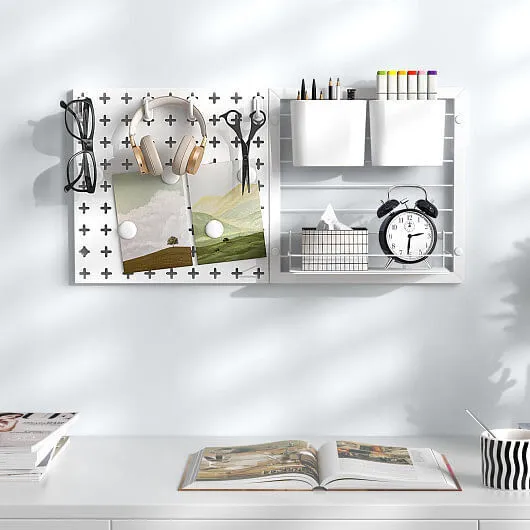 Pegboard Combination Kit Combination Wall Organizer with Magnets and Hooks - Col