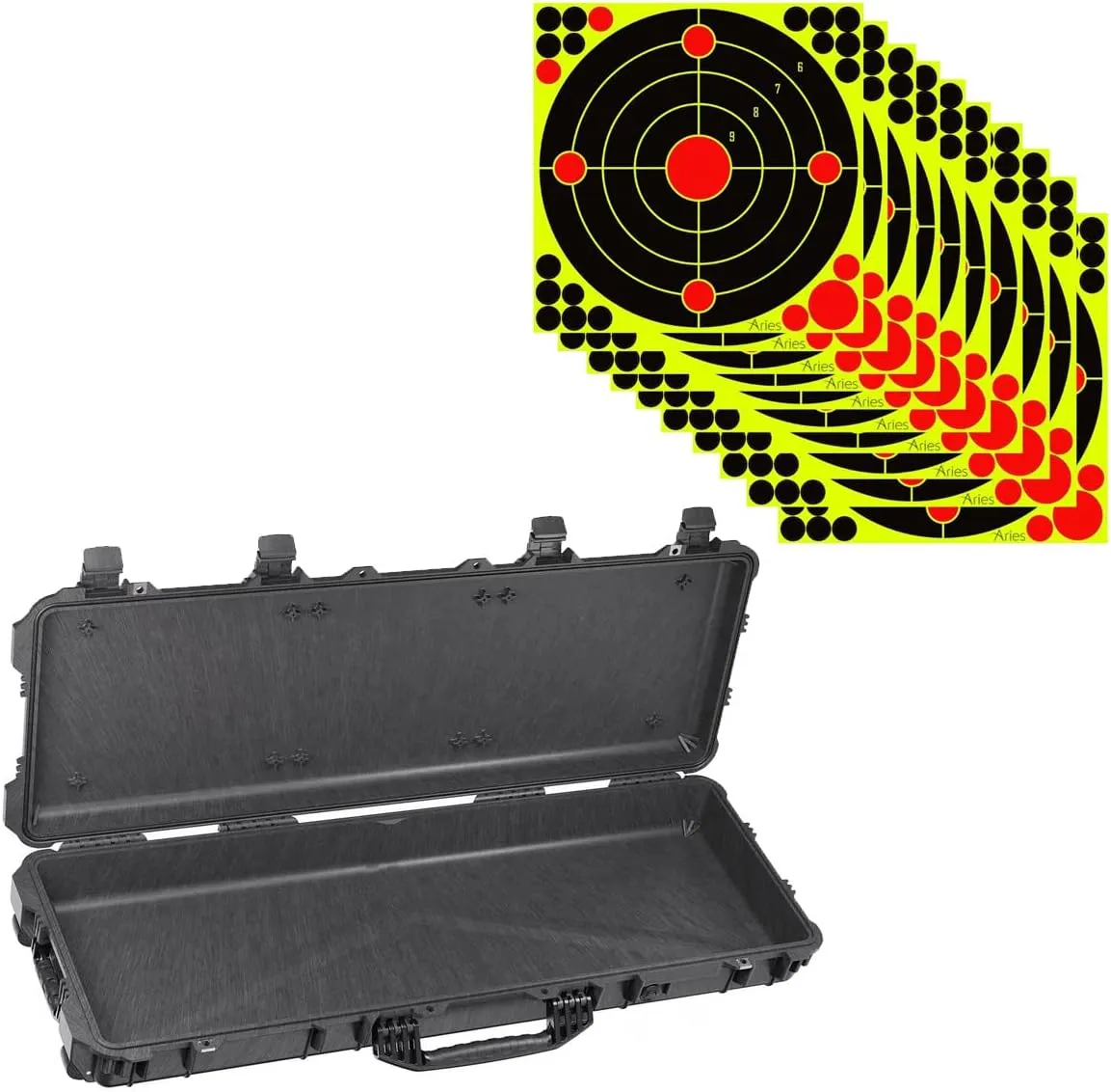 Pelican 1720 42" Wheeled Gun Case, Charcoal Black, Bundle with 12x12 Splatter Shooting Target Stickers, 10-Pack