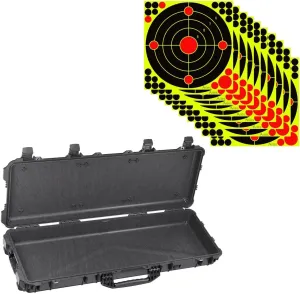 Pelican 1720 42" Wheeled Gun Case, Charcoal Black, Bundle with 12x12 Splatter Shooting Target Stickers, 10-Pack