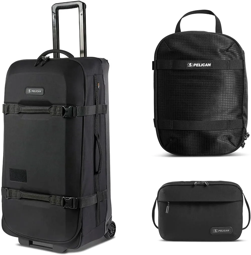 Pelican Aegis HY32 32" Wheeled Check-In Roller Hybrid Duffel Bag, Black, Bundle with PCL ModPak Packing Cube and DK5 ModPak Toiletry Bag