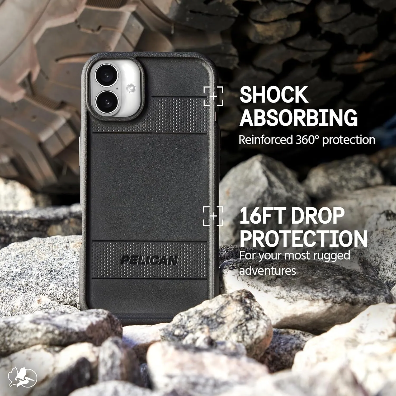 Pelican Protector iPhone 16 Case [Compatible with MagSafe] Rugged Magnetic Phone Case with 16ft Military-Grade Drop Protection - Heavy Duty Phone Cover for iPhone 16 - Black